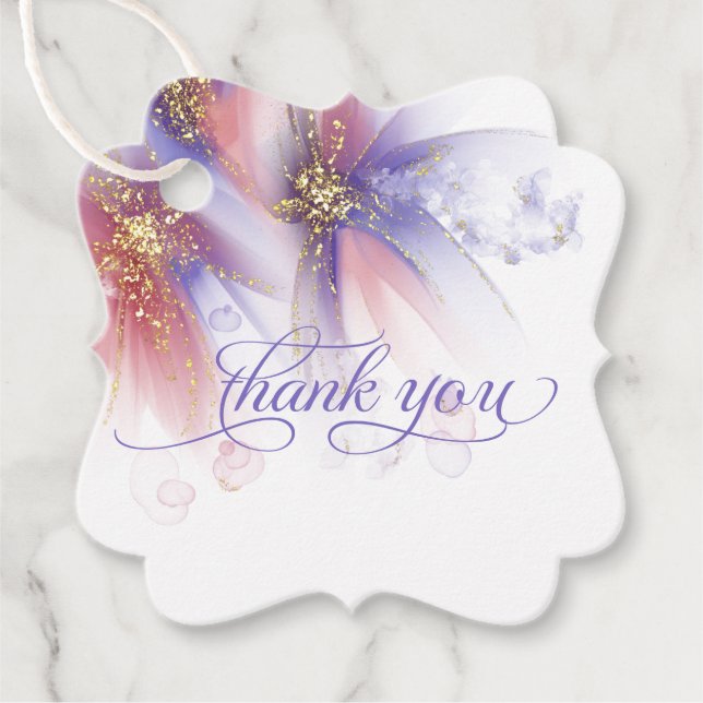 ETIQUETA DE FAVOR Rosa Floral Abstracta (Anverso)