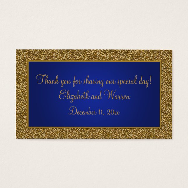 Etiqueta de favor Royal Blue and Gold Wedding (Frente)