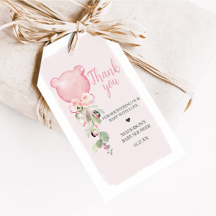 Etiqueta de favorito de Baby Shower con globo flor