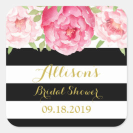 Etiqueta de favorito de ducha de novia floral rosa