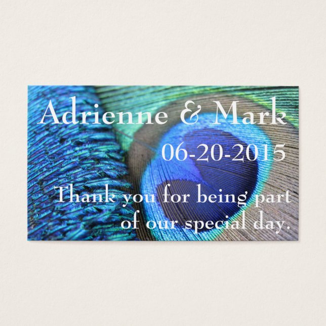 Etiqueta de favorito de la pluma de pavo real (Frente)