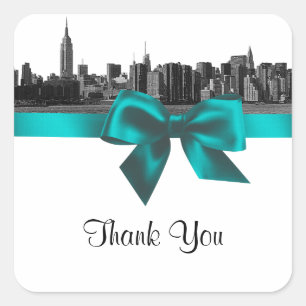 Etiqueta de Favorito de Silueta de NYC en Blanco y