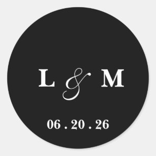 Etiqueta de Fecha de Boda con Monograma Clásico Li