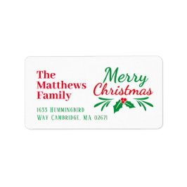 Etiqueta de feriado con letras de Moda navideña