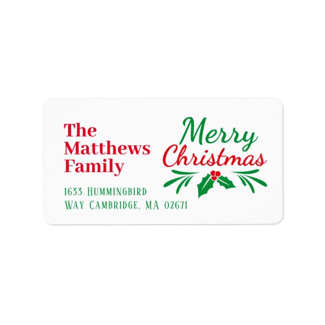 Etiqueta de feriado con letras de Moda navideña (Frente)