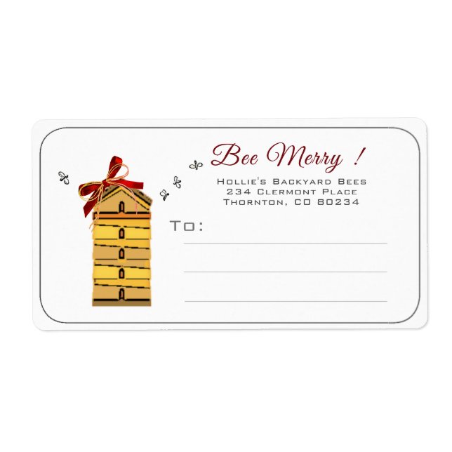 Etiqueta de feriado de beekeeper de Bee Merry con  (Frente)