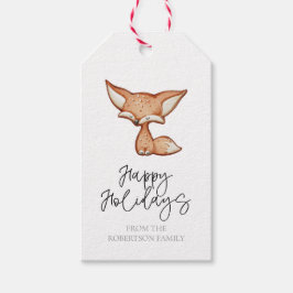 Etiqueta de festividad Cute Gingerbread Fox