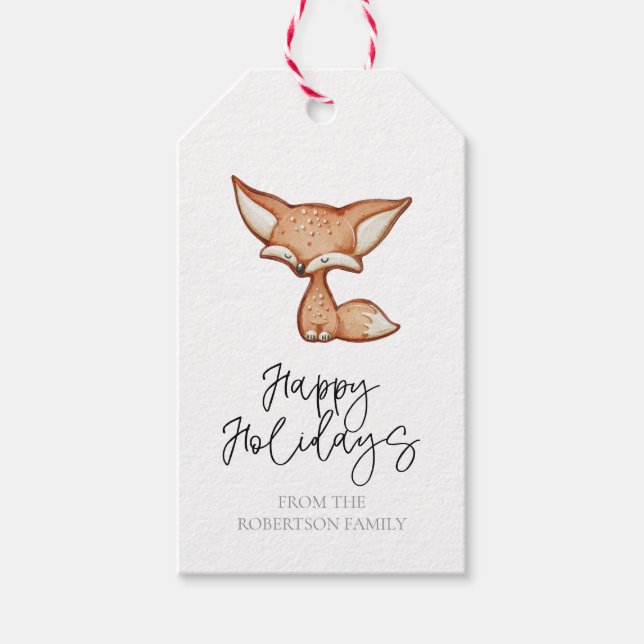 Etiqueta de festividad Cute Gingerbread Fox (Anverso)