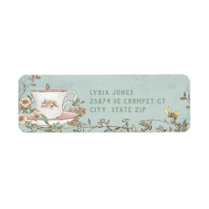 Etiqueta de Fiesta de té con flores silvestres