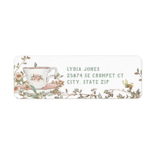 Etiqueta de Fiesta de té con flores silvestres