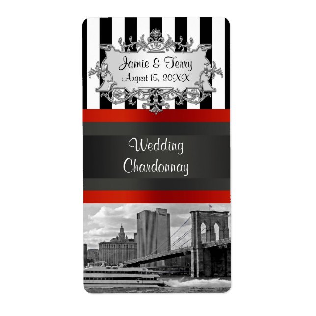 Etiqueta de Fiesta de vino del puente Brooklyn Bri (Frente)
