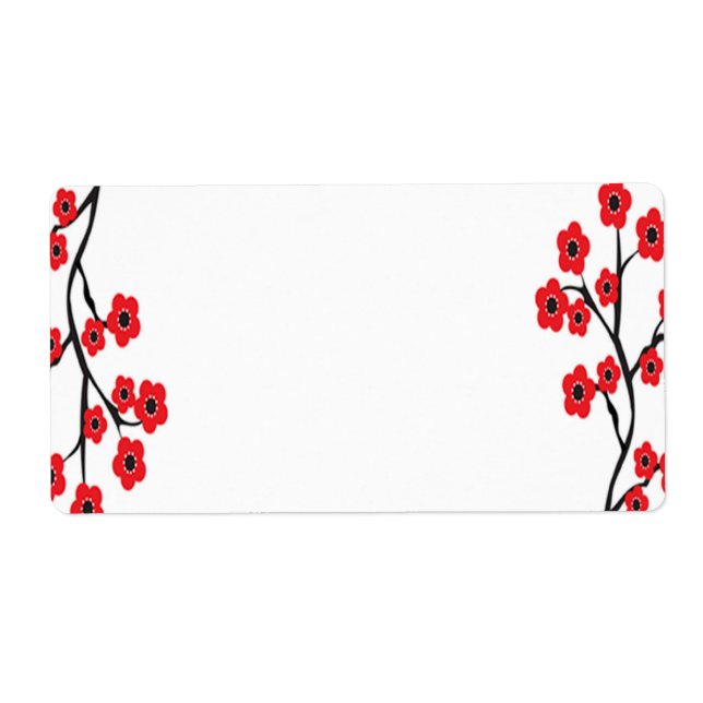 Etiqueta de flores de cerezo rojas (Frente)