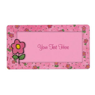 Etiqueta de flores rosas