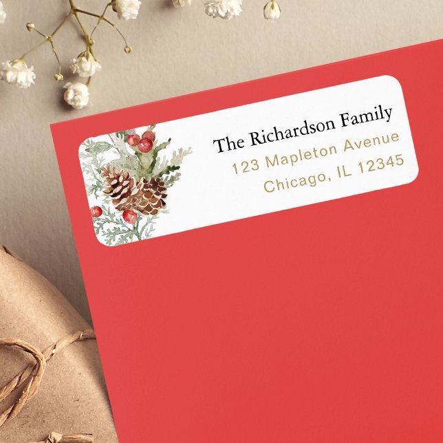 Etiqueta de follaje navideño invernal rústico (Subido por el creador)