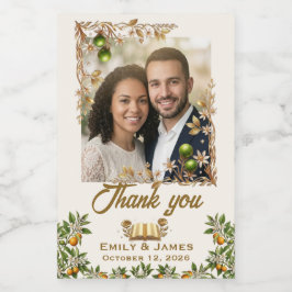 Etiqueta de foto de regalo de boda de flor de nara