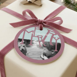 Etiqueta de foto de regalo de Navidad moderna y al