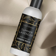 Etiqueta de frasco cosmético Black & Gold Floral 4