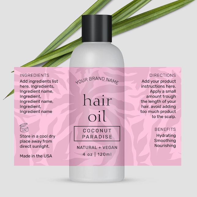Etiqueta de frasco cosmético Feminine Pink Modern  (Modern girly pink aesthetic cosmetic bottle wrap around label with fully editable text & colors)