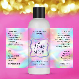 Etiqueta de frasco cosmético Neon Opal Holographic