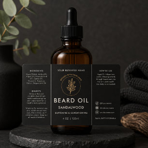 Etiqueta de frasco de aceite de barba con logotipo