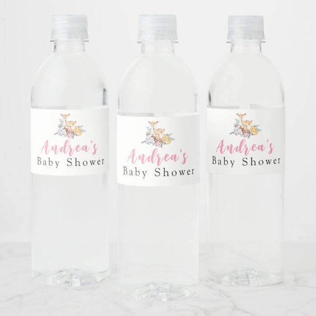 Etiqueta de frasco de agua Baby Shower de Woodland (Botellas)