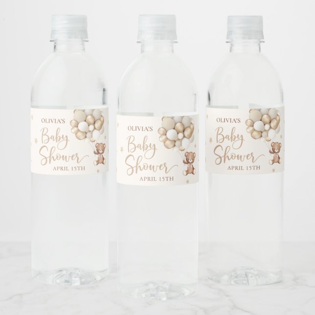 Etiqueta de frasco de agua de Baby Shower con glob (Botellas)