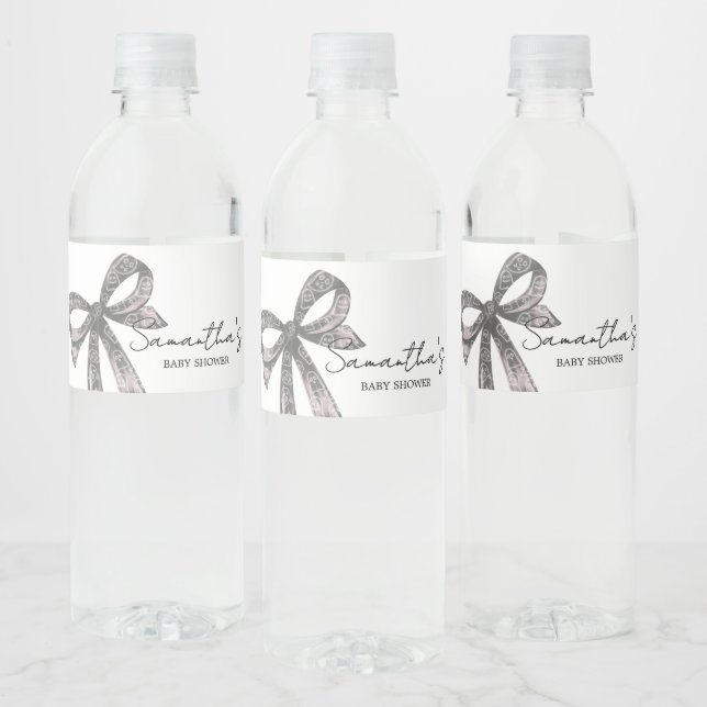 Etiqueta de frasco de agua de Baby Shower de Black (Botellas)