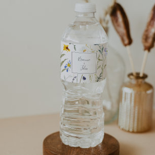 Etiqueta de frasco de agua de Boda floral multicol