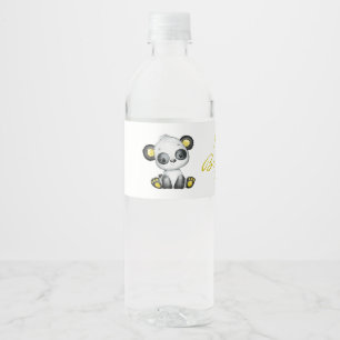 Etiqueta de frasco de agua de Cute Bear Panda Baby