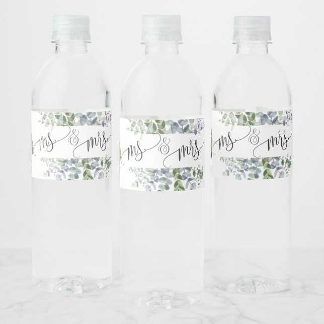 Etiqueta de frasco de agua de Mr & Mrs Eucalyptus (Botellas)