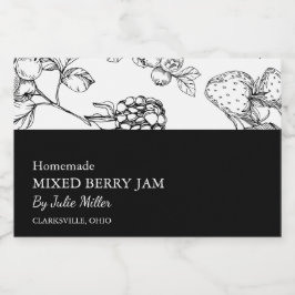 Etiqueta de frasco de berry mixto simple en blanco