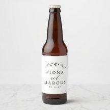 Etiqueta de frasco de cerveza Boda de hoja verde