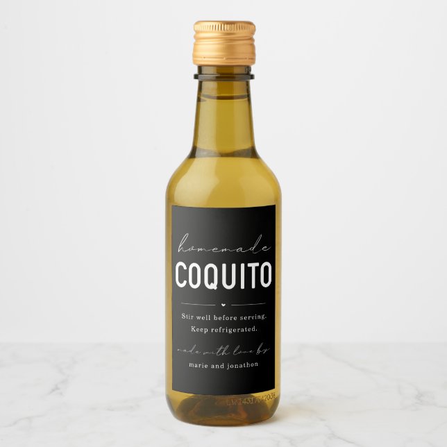 Etiqueta de frasco de coquito casera (Anverso)