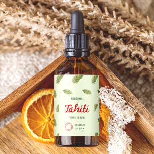 Etiqueta de frasco de goma de hoja verde cosmético