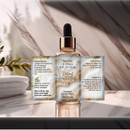 Etiqueta de frasco de guión dorado de 4 oz de acei