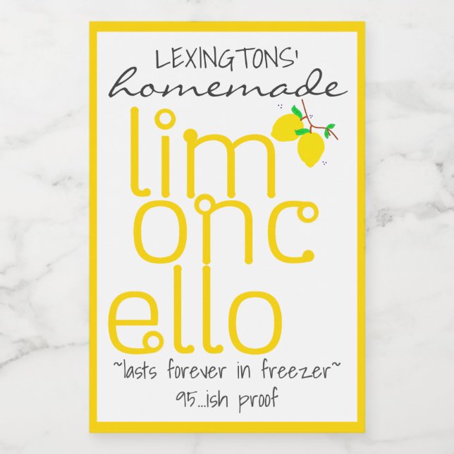 Etiqueta de frasco de Limoncello artesanal | (Etiqueta única)