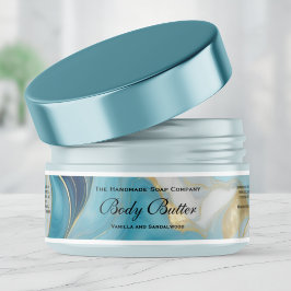 Etiqueta de frasco de manteca corporal azul dorado