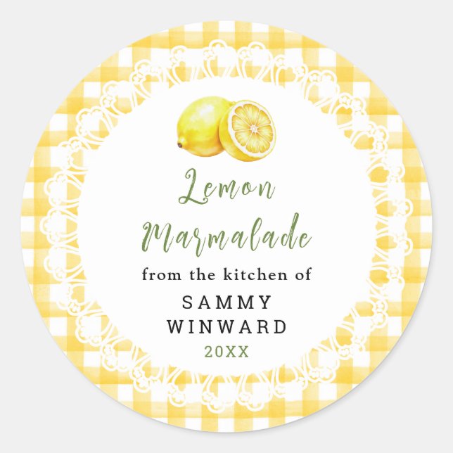 Etiqueta de Frasco de Mermelada Casera de Limón (Anverso)