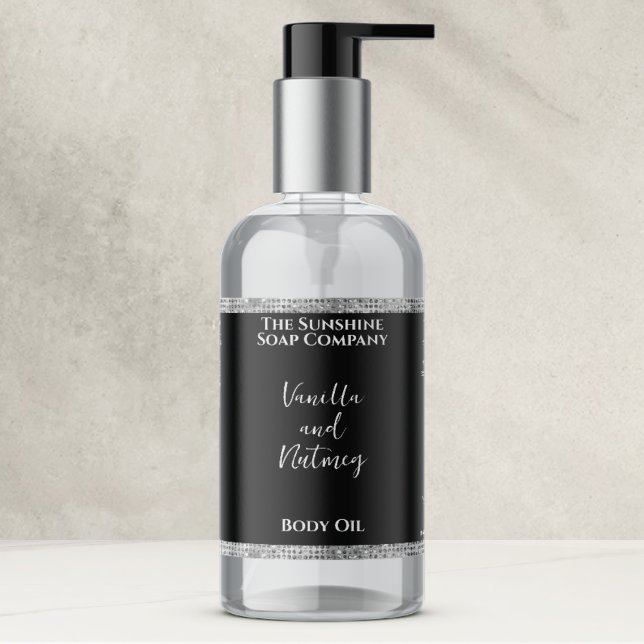 Etiqueta de frasco de Purpurina plateado y cosméti (Subido por el creador)