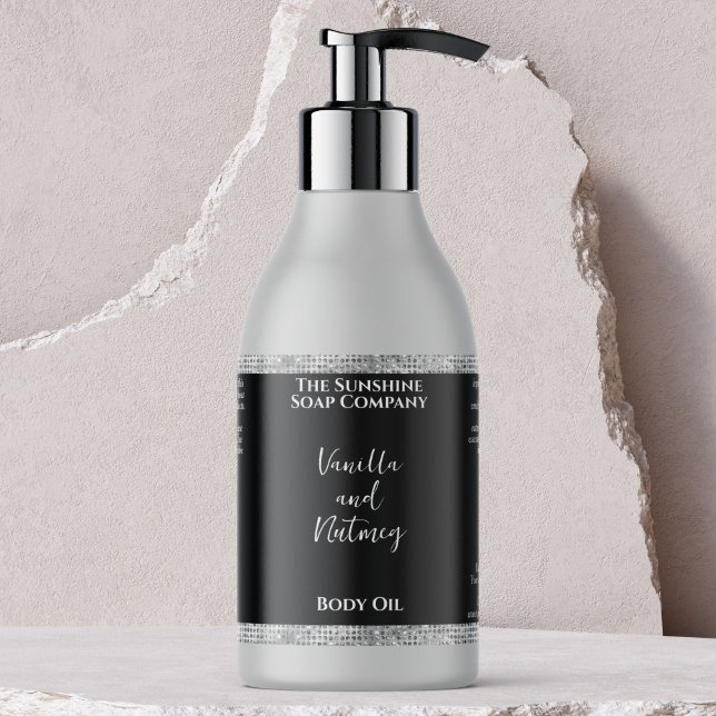 Etiqueta de frasco de Purpurina plateado y cosméti (Subido por el creador)