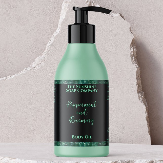 Etiqueta de frasco de Purpurina verde y cosméticos (Subido por el creador)