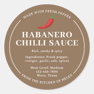 Etiqueta de frasco de salsa de chile habanero case