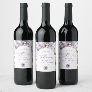 Etiqueta de frasco de vino floral morado + lavanda