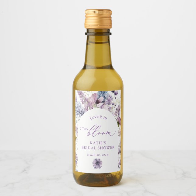 Etiqueta de frasco de vino morado + lavanda floral (Anverso)