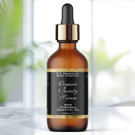 Etiqueta de frasco gotero de cosméticos negro y do