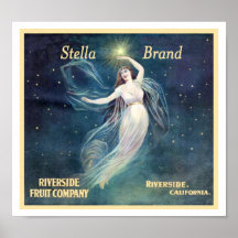 Etiqueta de fruta antigua Mujer de arte California