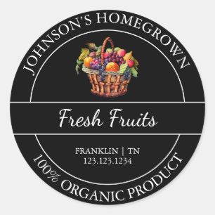 Etiqueta de Fruta Orgánica Fresca de Jardín Casero