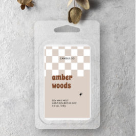 Etiqueta de fusión de cera de soja retro boho cheq