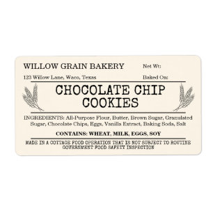 Etiqueta de galleta con chispas de chocolate rústi