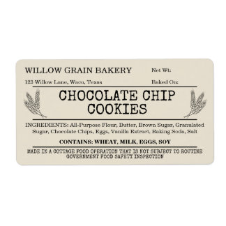 Etiqueta de galleta de chip de chocolate de cabaña
